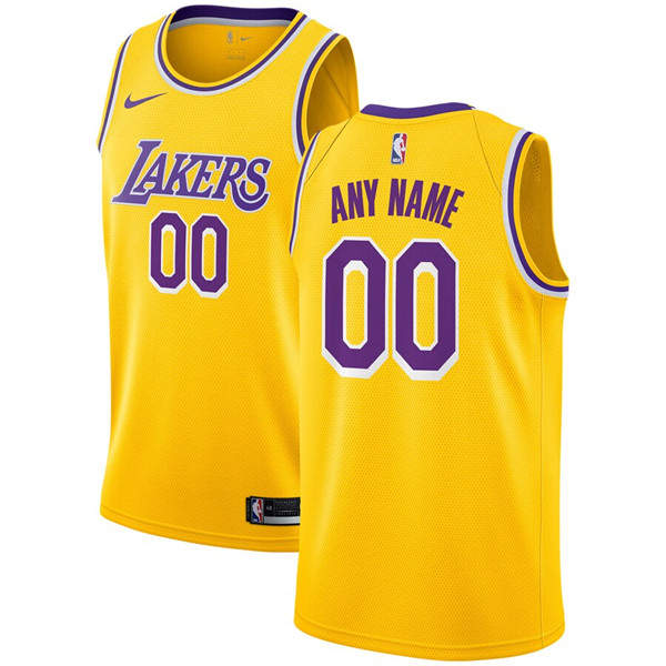 Men's Los Angeles Lakers Active Player Yellow Custom Stitched NBA Jersey